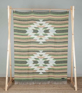 Colorful blanket Striped Maya Green front side