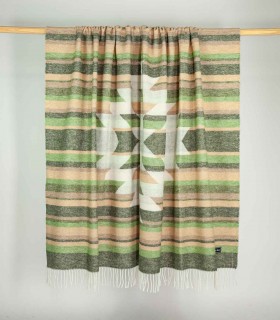 Colorful blanket Striped Maya Green hanging on a bar