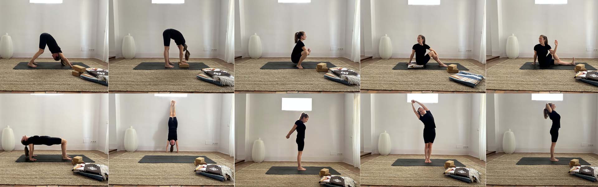 Professeur de Yoga faisant une séquence de 10 asanas