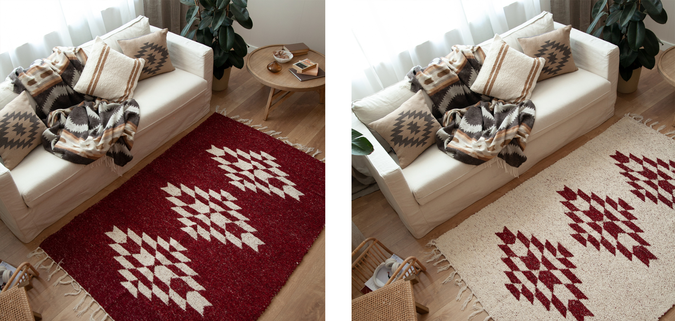 Living rooms decorated with ethnic textiles